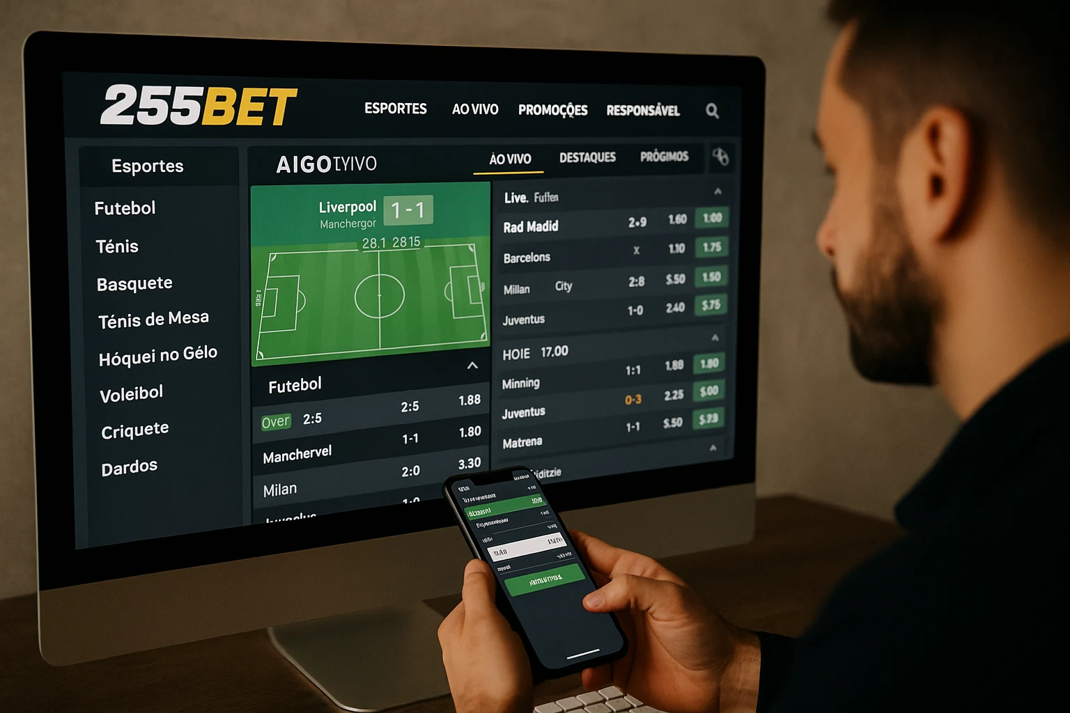 Apostas esportivas no cassino online 255BET